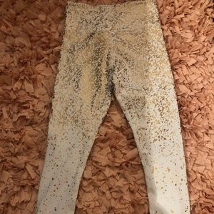 Zyia white and gold leggings